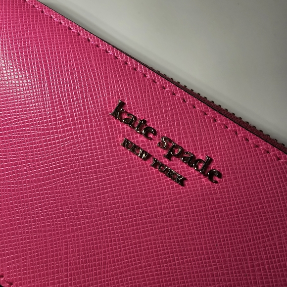 Kate Spade Spencer Lacey Zip Around Wallet Magenta Navy Colorblock - Picture 9 of 9